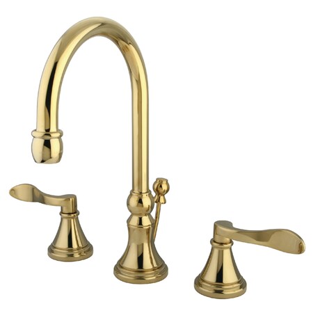 Widespread Bathroom Faucet W/ Brass Pop-Up, Polished Brass